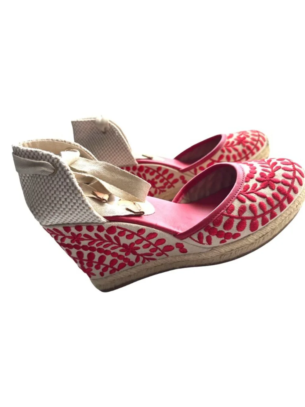 Aldo Red Espadrilles Wedge Ankle Wrap Sandals Muschino Size 8.5